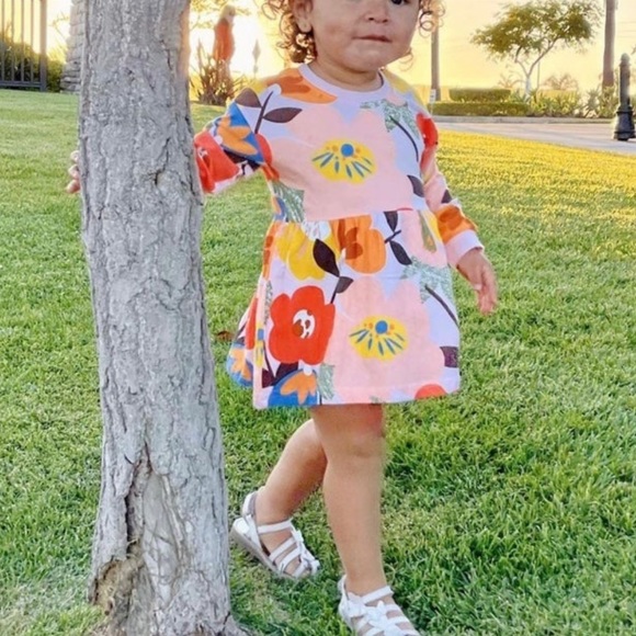 Other - KIDS LONG SLEEVE PINK FLORAL DRESS